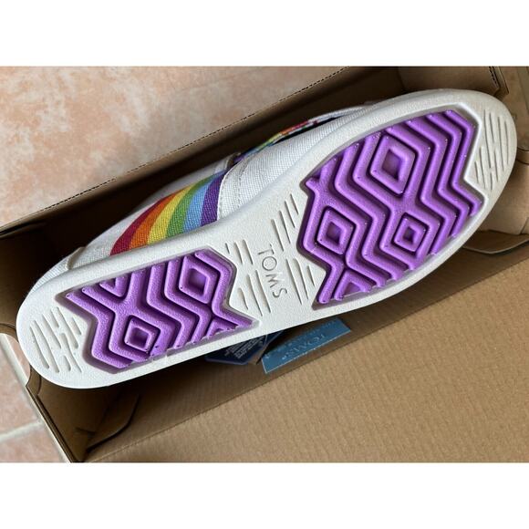 Celebrate Pride, Toms White Unity Rainbow Canvas Alpargata Loafer Flats W Size 6 - Picture 7 of 7